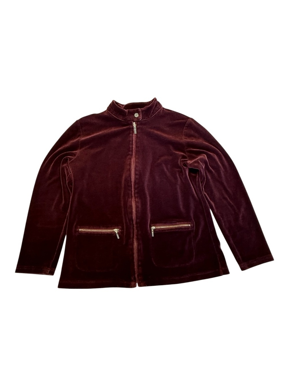Talbots Velvet Full Zip Shirt Jacket Shacket Size MP